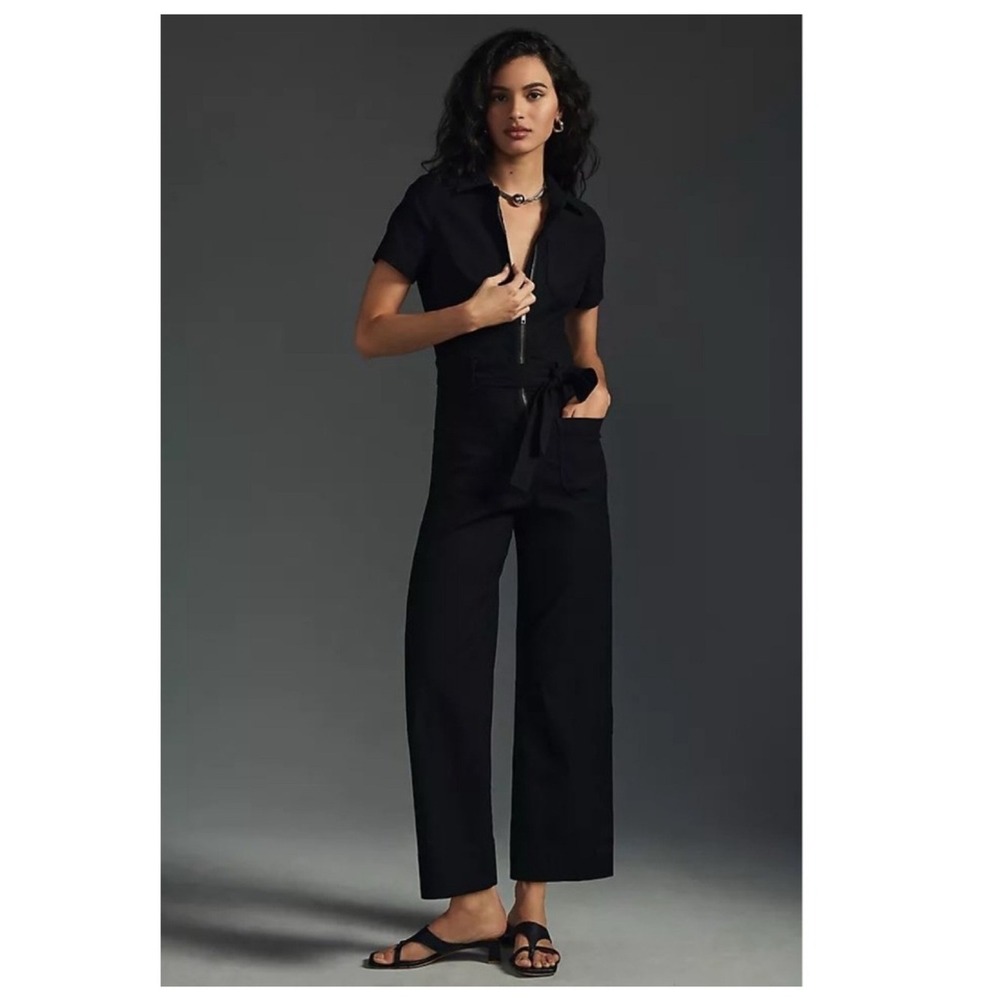 Anthropologie Maeve The Colette Jumpsuit Women's Size 2 Black Utility Chic